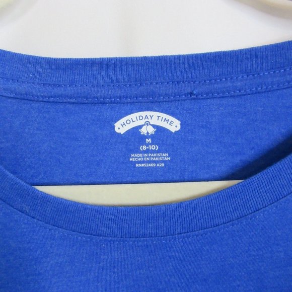 Holiday Time Let it Snow Snowman Blue Short Sleeve T Shirt Joy Cheer Size Medium - Picture 3 of 6